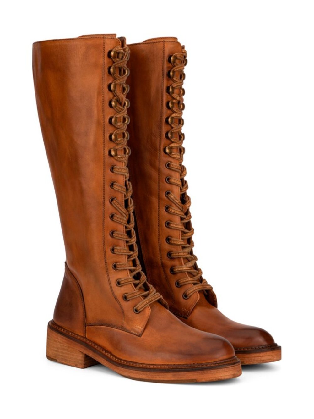Vintage Foundry Co. Sz. 8 Tan Leather Sadelle Lace Up Boots